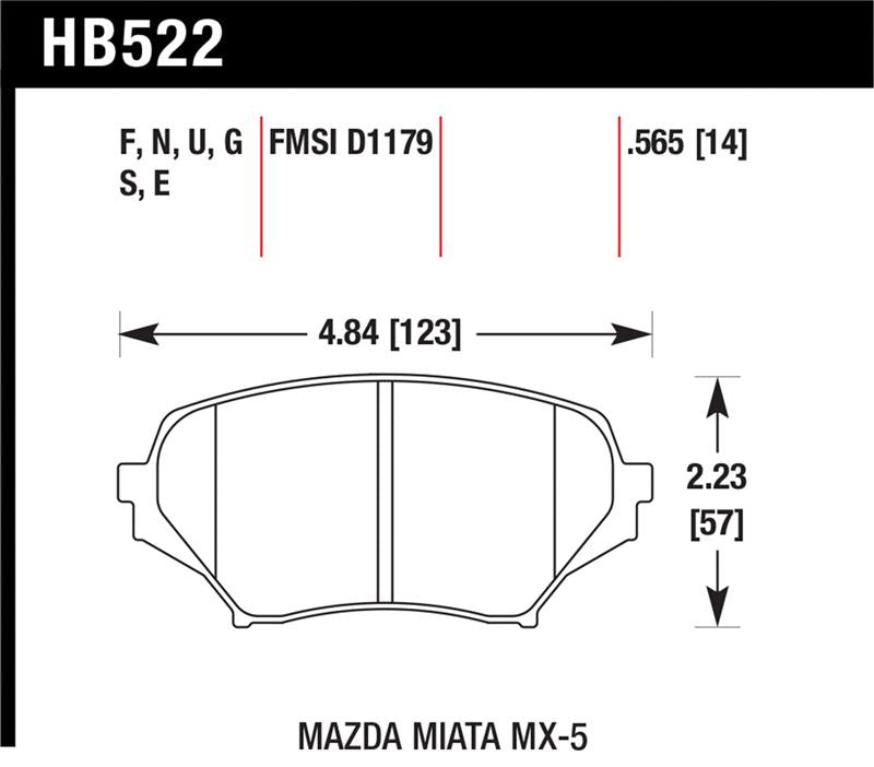 Hawk Performance HB522U.565 Hawk 06-14 Mazda MX-5 Miata (NC) DTC-70 Race Front Brake Pads