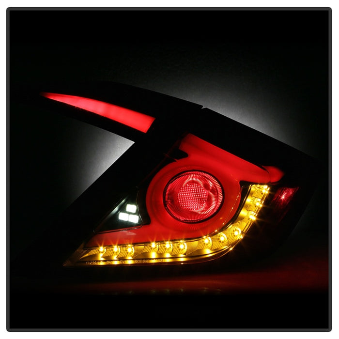 SPYDER 5086440 Spyder 16-18 Honda Civic 4 Door Light Bar LED Tail Lights - Black Smoke (ALT-YD-HC164D-LB-BSM)
