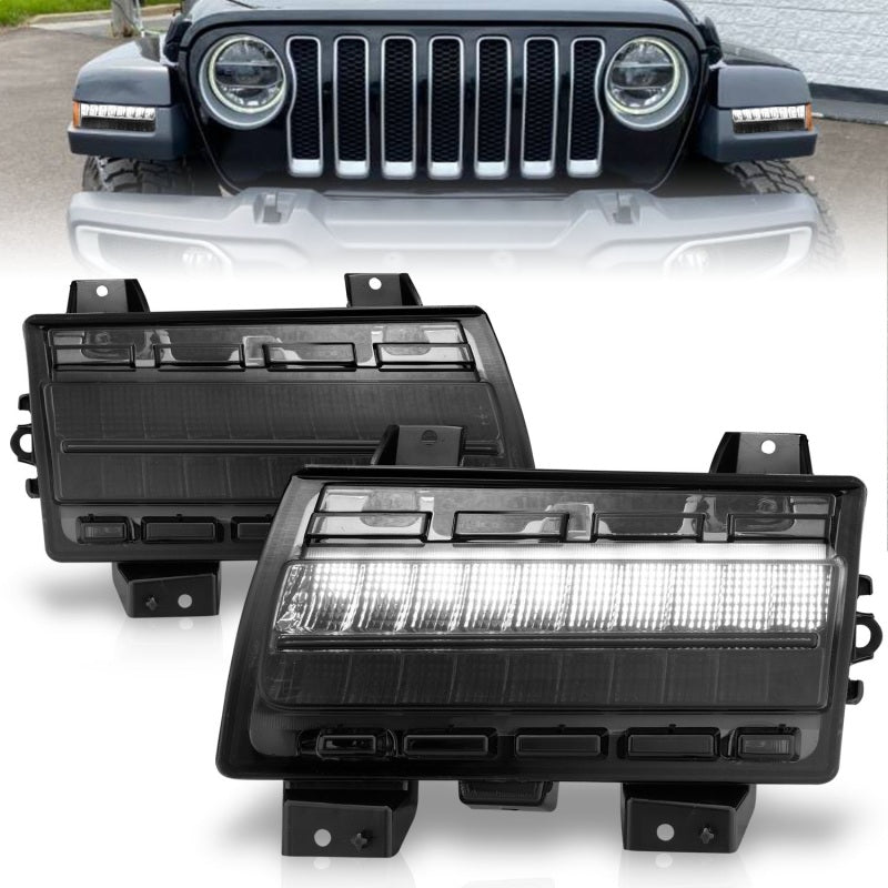 ANZO 511088 Wrangler 18-21/Gladiator 20+ LED Side Marker Lights Smoke w Sequential Signal