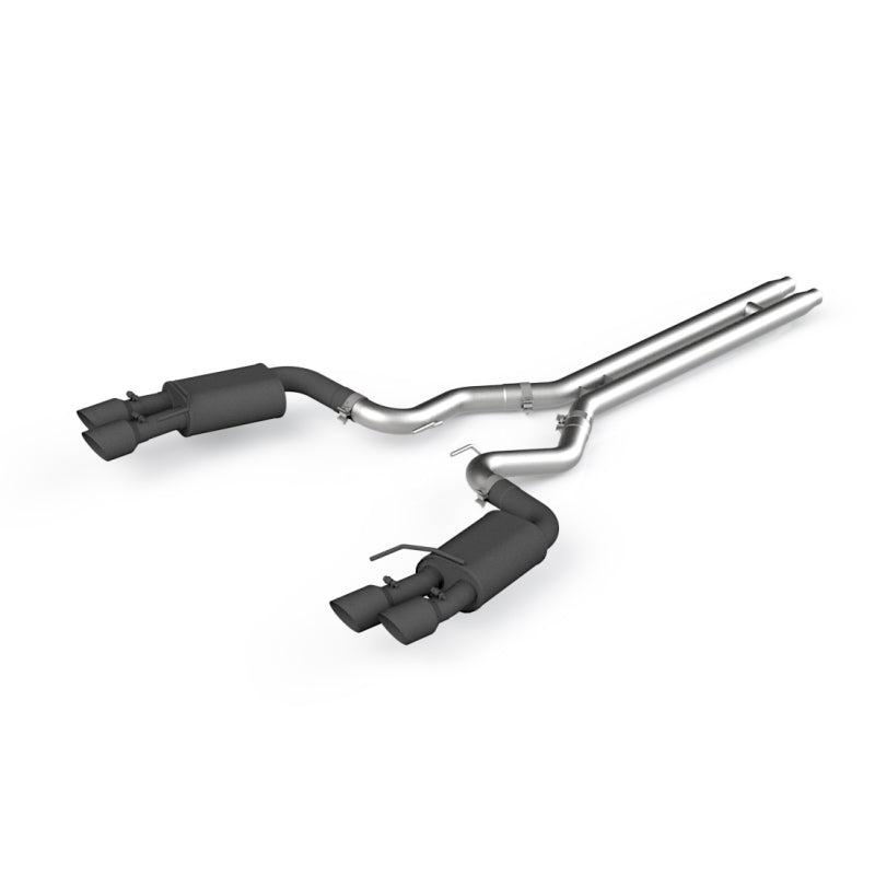 MBRP S7205BLK 18-19 Ford Mustang GT 5.0 3in Dual Split Rear Cat Back w/ Quad 4in Dual Wall Tips- Black Coated