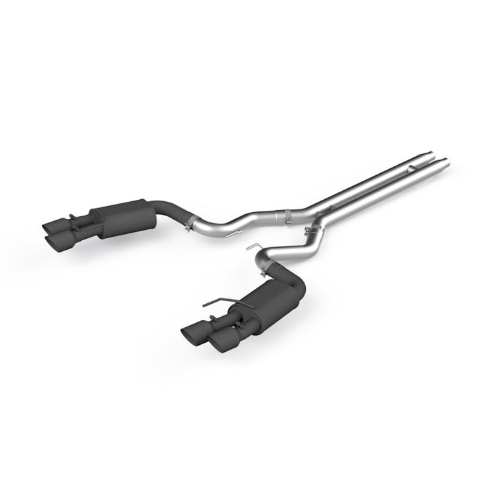 MBRP S7205BLK 18-19 Ford Mustang GT 5.0 3in Dual Split Rear Cat Back w/ Quad 4in Dual Wall Tips- Black Coated