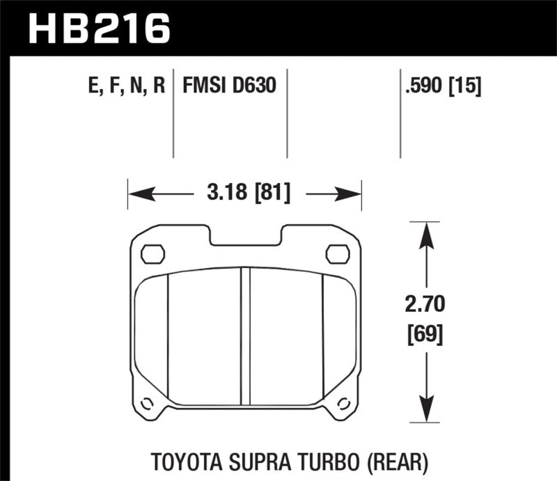 Hawk Performance HB216F.590 Hawk 93-98 Toyota Supra TT HPS Street Rear Brake Pads