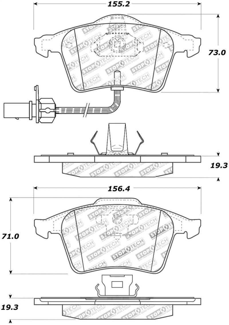Stoptech 308.09151 StopTech Street Touring 1/05-09 Audi A4/A4 Quattro Front Brake Pads