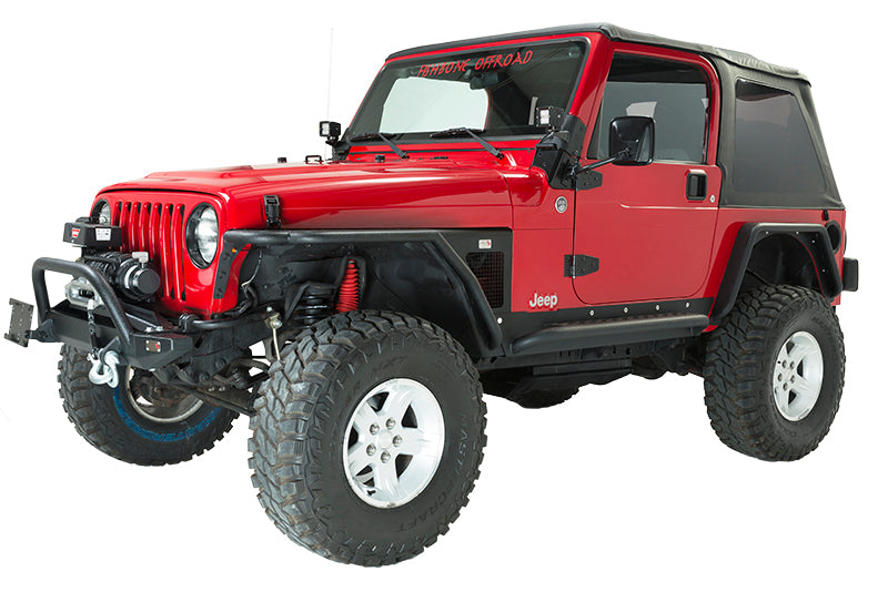 Fishbone Offroad FB23029F 97-06 Jeep Wrangler TJ Steel Tube Fenders Front 3In Flare - Blk Textured Powdercoat