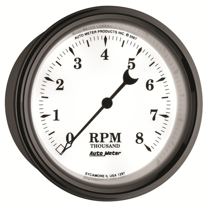 AutoMeter 1297 Gauge Tachometer 3-3/8in. 8K RPM In-Dash Old Tyme White II