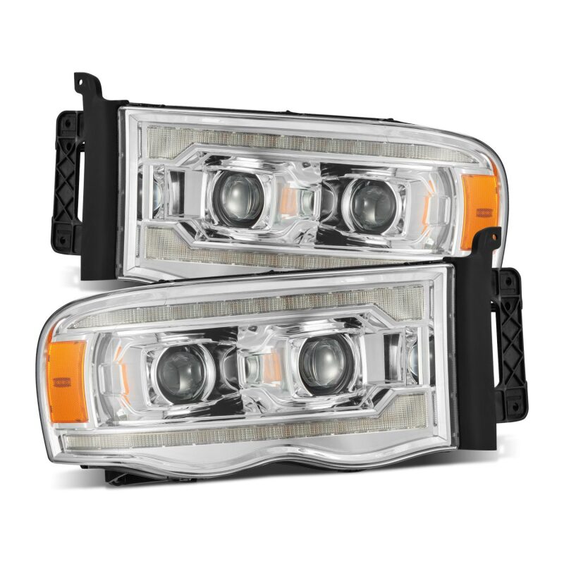 AlphaRex 880568 02-05 Dodge RAM 1500 LUXX LED Proj Headlights Plank Style Chrome w/Activ Light/Seq Signal
