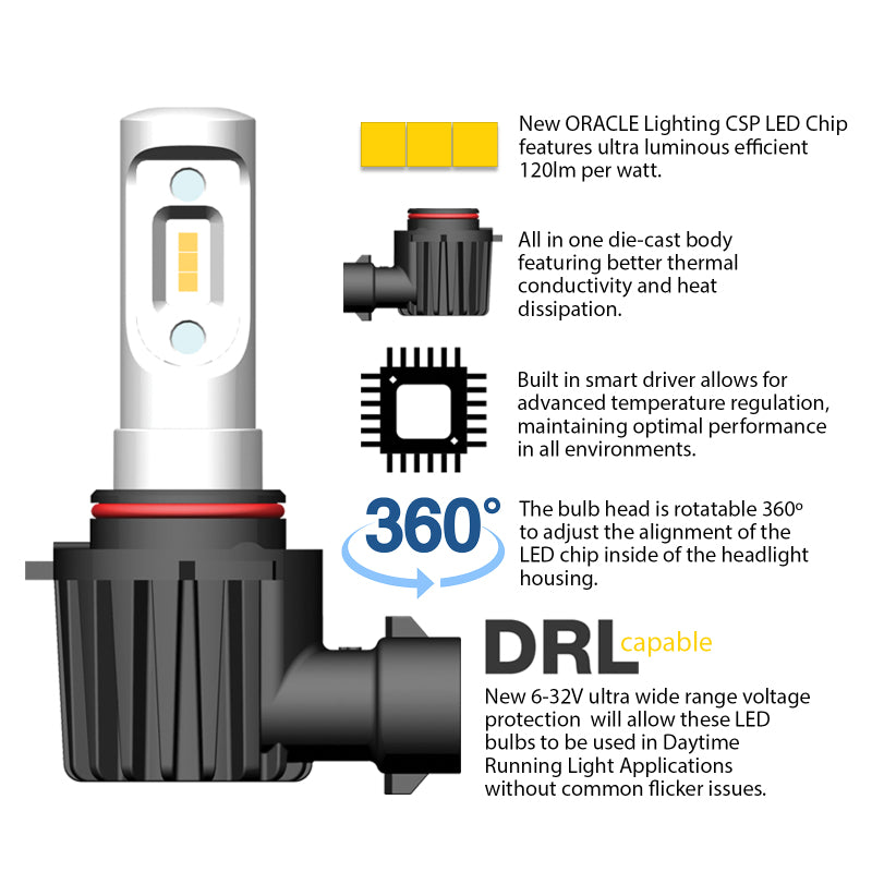 ORACLE Lighting V5242-001 Oracle 9012 - VSeries LED Headlight Bulb Conversion Kit - 6000K