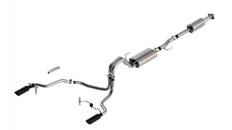 Borla 140862BC F-150 2021 2.7L/3.5L 4dr CC SB EC STB Lar/KingR/Plnm/LTD 3/2.25 SRE CB Touring BLK CHR Tips