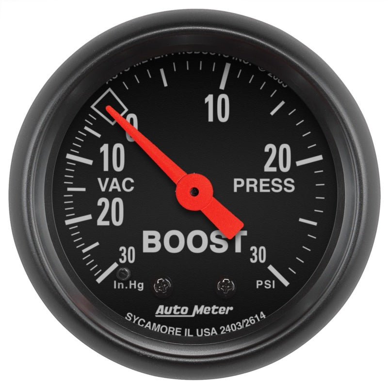 AutoMeter 2614 Autometer Z Series 52mm 30 In Hg.-Vac. / 30 PSI Boost / Vacuum Gauge