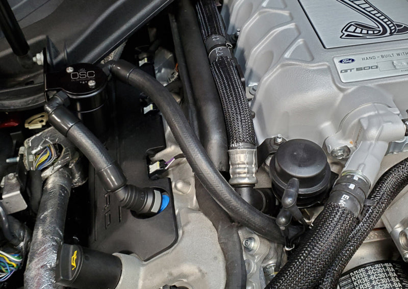 J&L 3054P-B 2020-2022 Ford Mustang GT500 Passenger Side Oil Separator 3.0 - Black Anodized