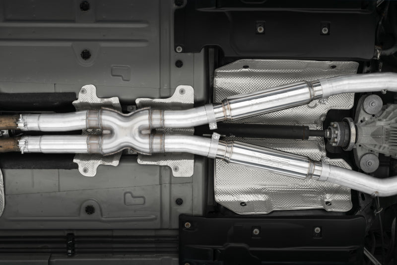 MBRP S71153CF 15-16 Dodge Challenger RT 5.7L T304 SS 3in Dual Rear Cat-back CF Quad Tips - Street