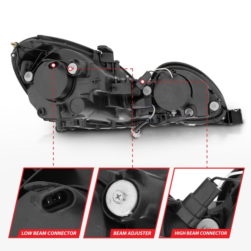 ANZO 121144 1998-2005 Lexus Gs300 Projector Headlights w/ Halo Black