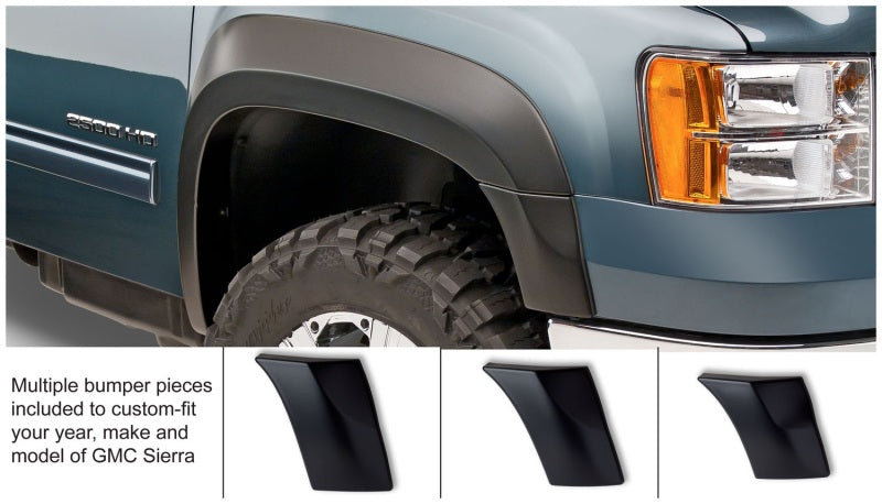 Bushwacker 40107-02 07-14 GMC Sierra 2500 HD Extend-A-Fender Style Flares 2pc - Black