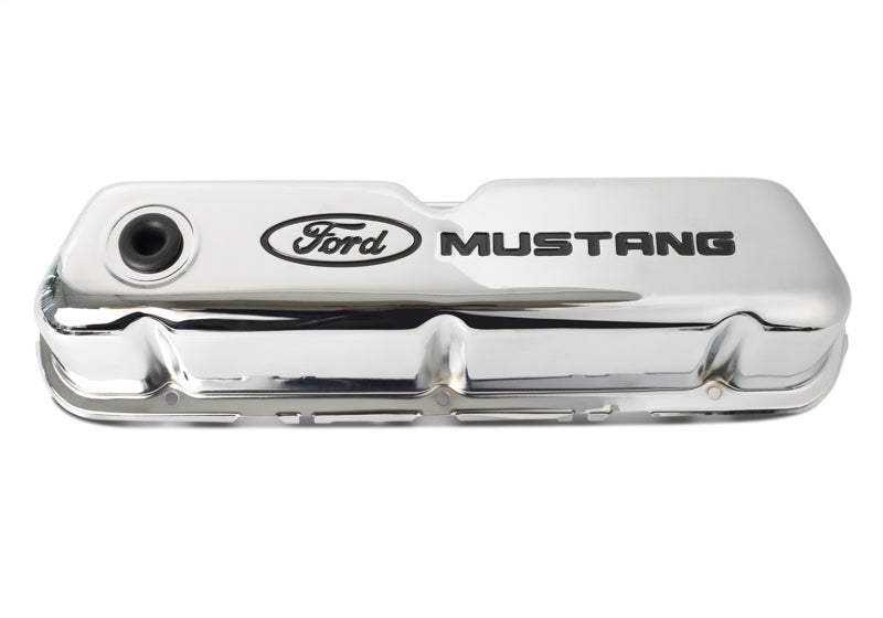 Ford Racing 302-100 Ford Mustang Logo Stamped Steel Chrome Valve Covers