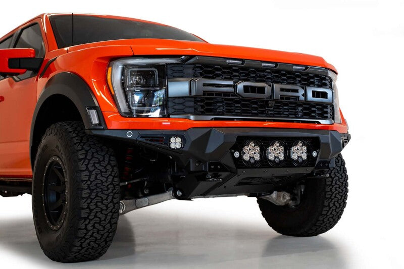 Addictive Desert Designs F210014100103 2021+ Ford Raptor Bomber Front Bumper w/ 3 Baja Designs LP6 Light Mounts