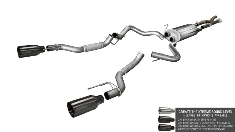 CORSA Performance 14398 Corsa 2017-2020 Ford F-150 Raptor 3.5L V6 Super Cab / Super Crew Cab 3.0in Muffler Upgrade Kit