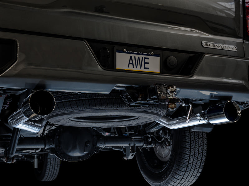 AWE Tuning 3015-33206 4th Gen GM 1500 5.3L 0FG Catback Split Rear Exit (Flat Bumper) - Dual Diamond Tips