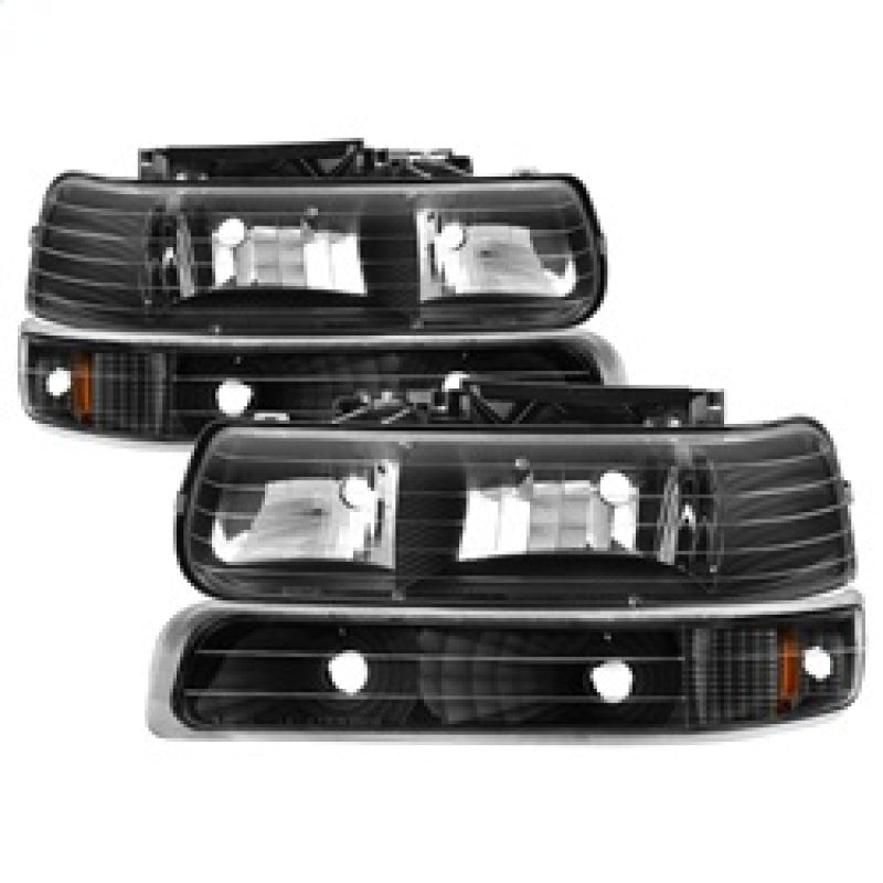 SPYDER 5064219 xTune Chevy Tahoe 00-06 Amber Crystal Headlights w/ Bumper Lights Black HD-JH-CSIL99-SET-AM-BK