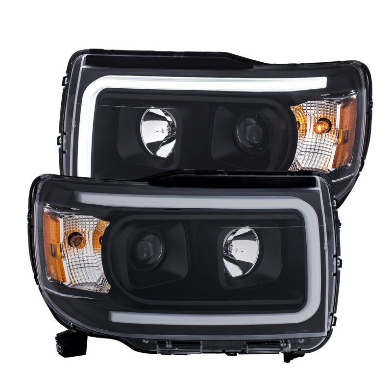 ANZO 111381 2015+ GMC Canyon Projector Headlights w/ Plank Style Design Black w/ Amber