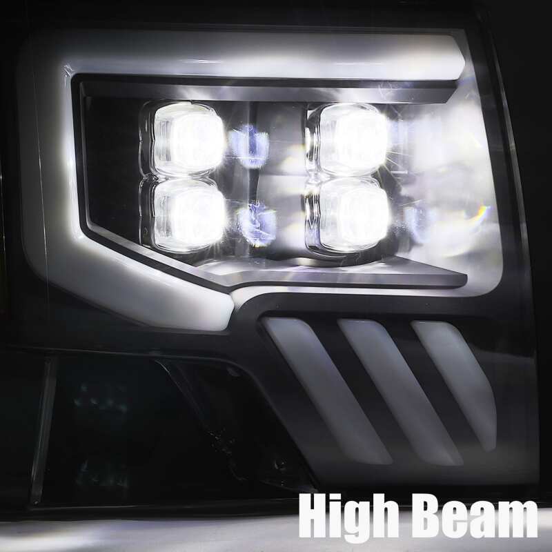 AlphaRex 880190 09-14 Ford F-150 NOVA LED Proj Headlights Plank Style Gloss Black w/Activ Light/Seq Signal