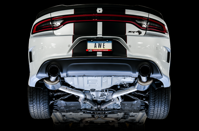 AWE Tuning 3020-33070 2015+ Dodge Charger 6.4L/6.2L Non-Resonated Touring Edition Exhaust - Diamond Blk Tips