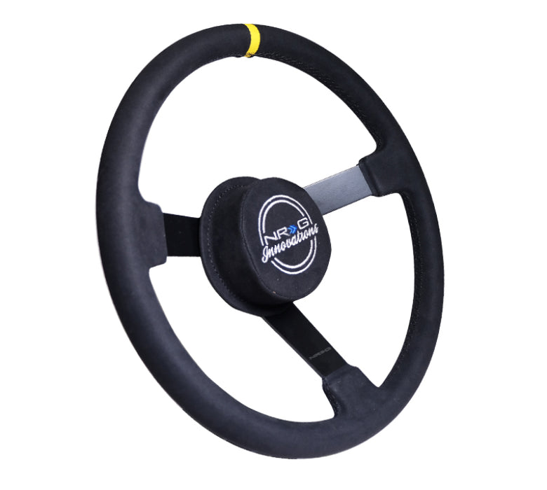 NRG RST-380MB-A Reinforced Steering Wheel (380mm) Nascar/ Alcantara 3 Spoke w/ Logo/ Removable Crushed Pad