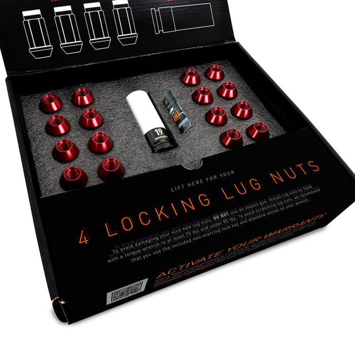 Mishimoto MMLG-15-20LRD Aluminum Locking Lug Nuts M12x1.5 20pc Set Red