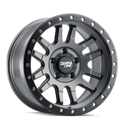 Dirty Life 9309-7973MGT12 9309 Canyon Pro 17x9/5x127 BP/-12mm Offset/71.5mm Hub Satin Graphite Wheel - Beadlock