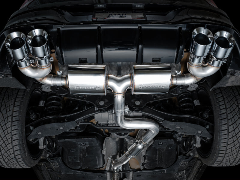 AWE Tuning 3015-42658 AWE MK8 Volkswagen Golf R 3in Touring Edition Quad Exhaust - Chrome Silver Tips