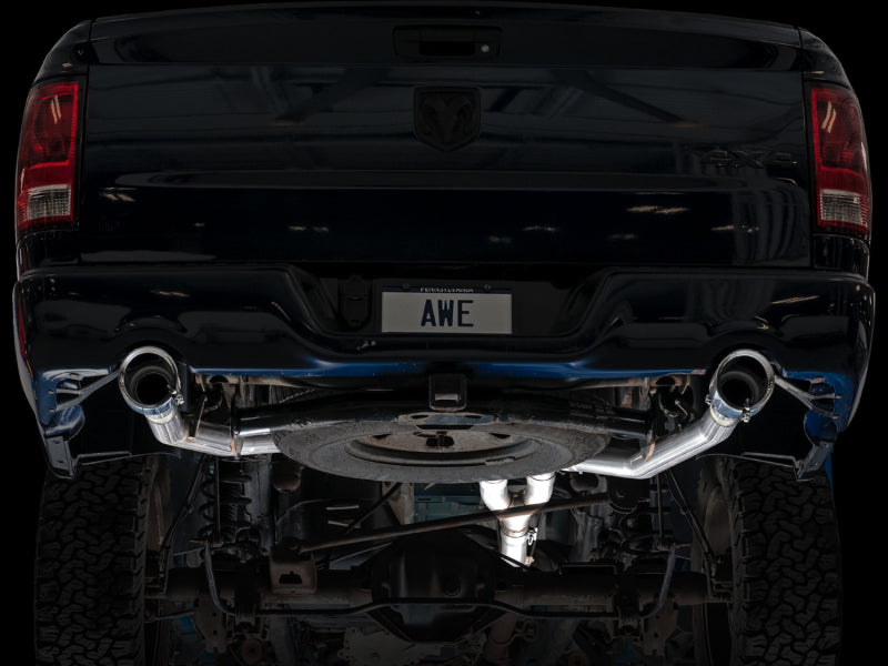 AWE Tuning 3015-32002 09-18 RAM 1500 5.7L (w/Cutouts) 0FG Dual Rear Exit Cat-Back Exhaust - Chrome Silver Tips