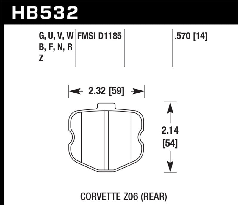 Hawk Performance HB532Z.570 Hawk 06-10 Chevy Corvette (OEM Pad Design) Rear Performance Ceramic Sreet Brake Pads