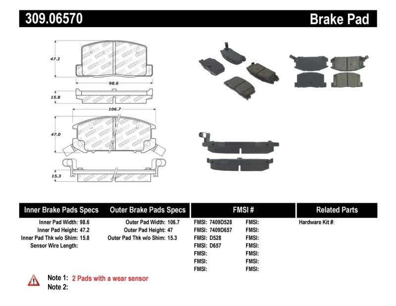 Stoptech 309.06570 StopTech Performance 1/90-95/00-05 Toyota MR2/Spyder Rear Brake Pads