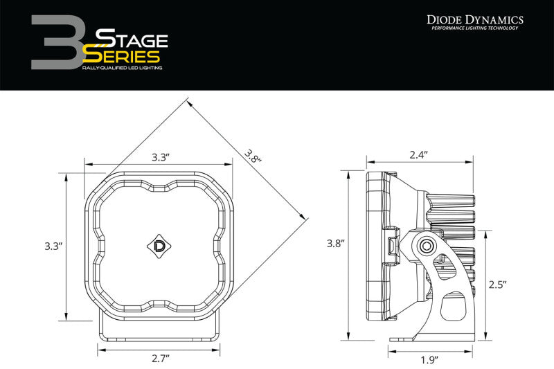 Diode Dynamics DD6971P SS3 Max ABL - Yellow Driving Standard (Pair)