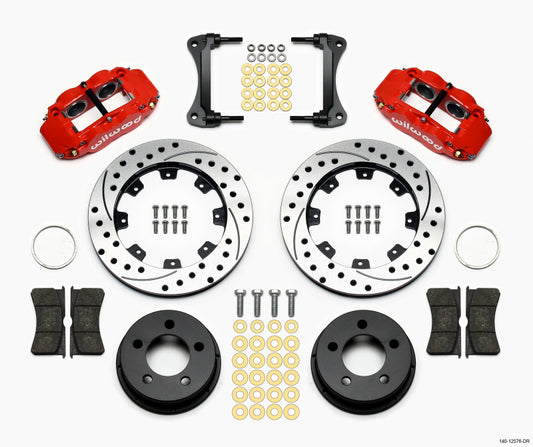 Wilwood 140-12576-DR Narrow Superlite 4R Front Kit 12.19in Drilled Red 87-89 Jeep YJ