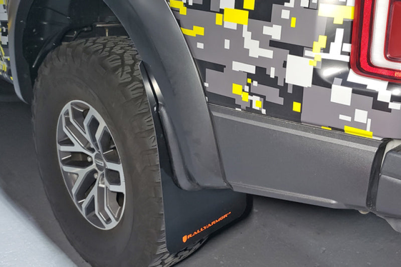 Rally Armor MF53-UR-BLK/WH 17-20 Ford F-150 Raptor Gen 2 Black UR Mud Flap w/White Logo