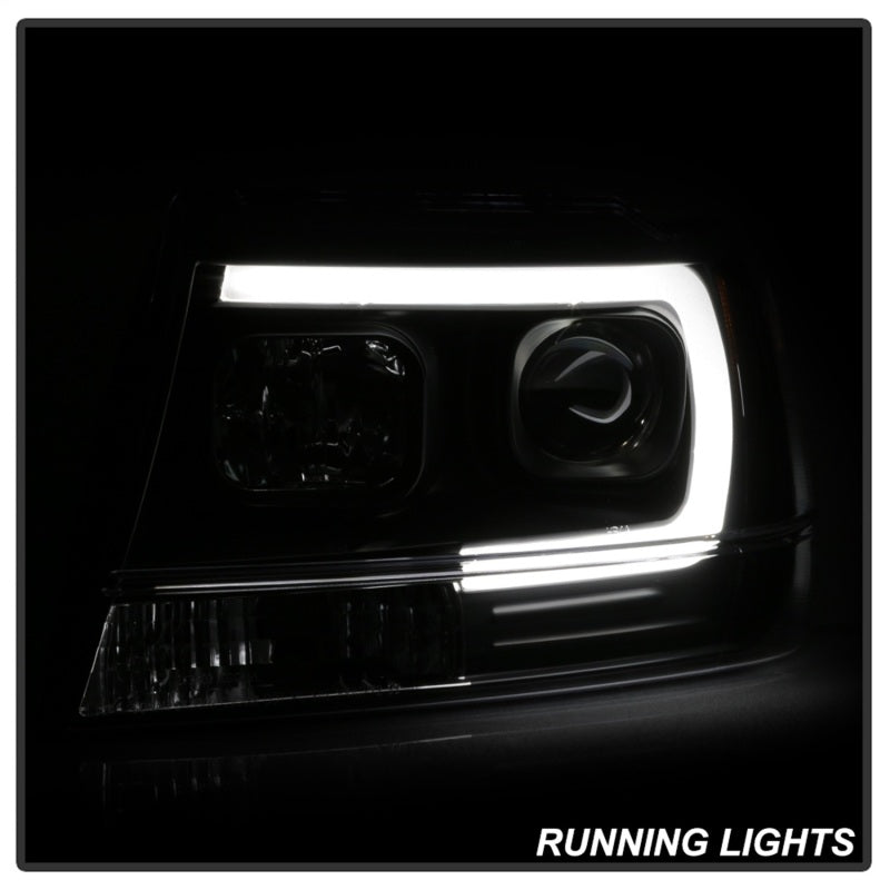 SPYDER 5085221 Spyder 99-04 Jeep Grand Cherokee Projector Headlights - Light Bar DRL LED - Black