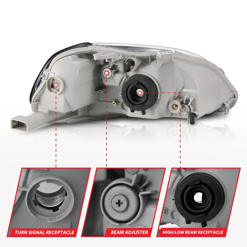 ANZO 121067 1996-1998 Honda Civic Crystal Headlights Black