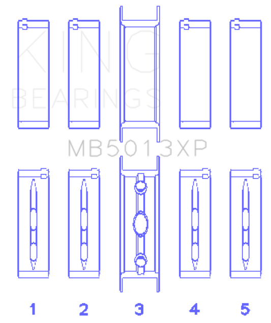 King Engine Bearings MB5013XP001 Chevy LS1 / LS6 / LS3 (Size 001) Performance Main Bearing Set