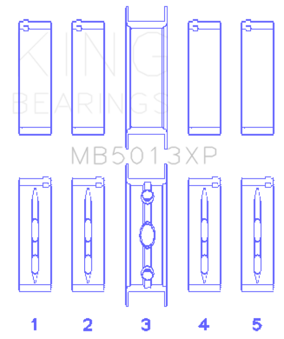 King Engine Bearings MB5013XPSTDX Chevy LS1/LS6/LS3 Performance Main Bearing Set - Size STDX