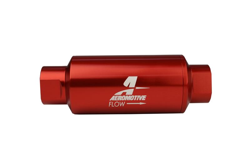 Aeromotive 12335 In-Line Filter - AN-10 size - 40 Micron SS Element - Red Anodize Finish