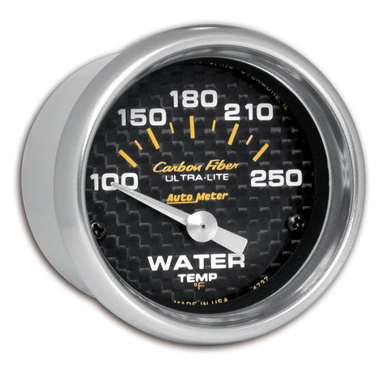 AutoMeter 4737 Autometer Carbon Fiber 52mm 100-250 Deg F Electronic Water Temp Gauge