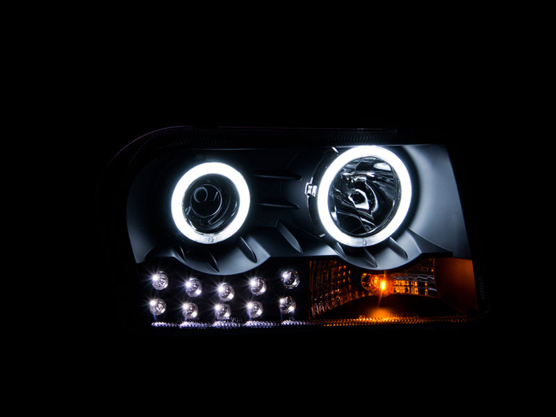 ANZO 121152 2005-2010 Chrysler 300 Projector Headlights w/ Halo Black (Does Not Fit S Models)