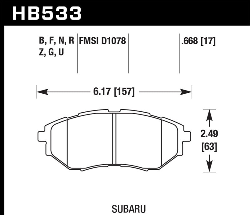 Hawk Performance HB533B.668 Hawk 2006-2007 Subaru B9 Tribeca Limited HPS 5.0 Front Brake Pads