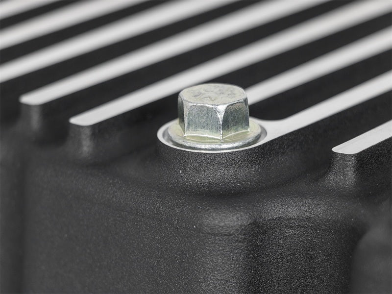 aFe 46-70322 AFE Pro Series Engine Oil Pan Black w/Machined Fins; 11-16 Ford Powerstroke V8-6.7L (td)