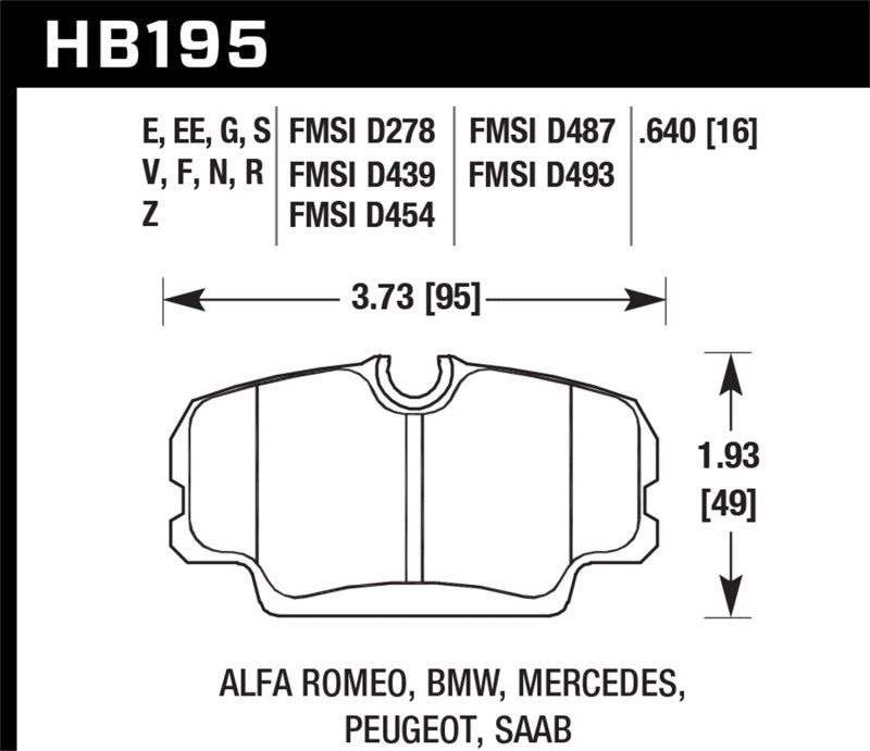 Hawk Performance HB195U.640 Hawk 87-91 BMW 325i DTC-70 Front Race Brake Pads