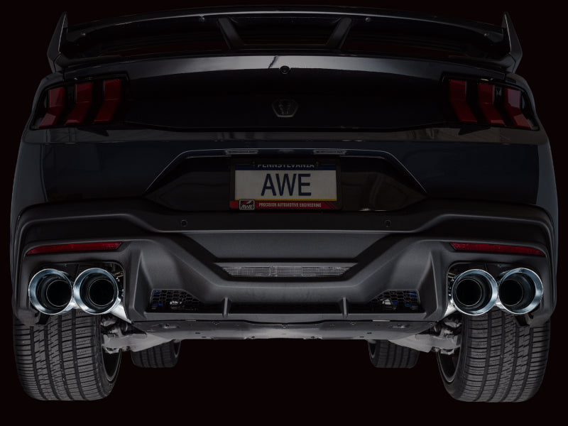 AWE Tuning 3020-42375 AWE 2024 Ford Mustang Dark Horse S650 RWD Track Edition Catback Exhaust w/ Quad Chrome Silver Tips