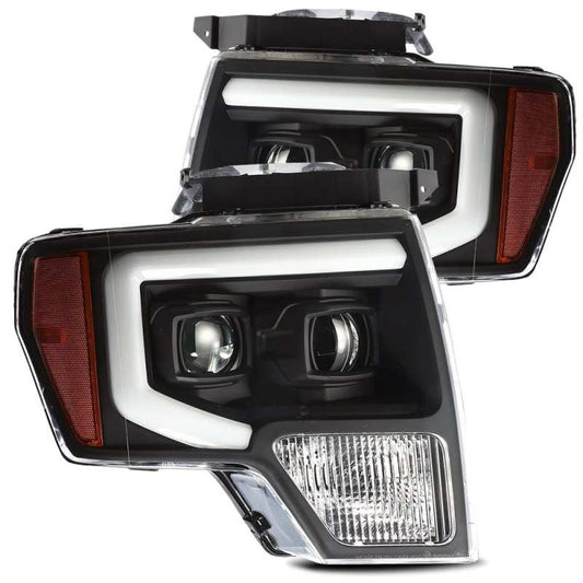 AlphaRex 880179 09-14 Ford F-150 LUXX LED Proj Headlights Plank Style Black w/Activ Light/Seq Signal/DRL