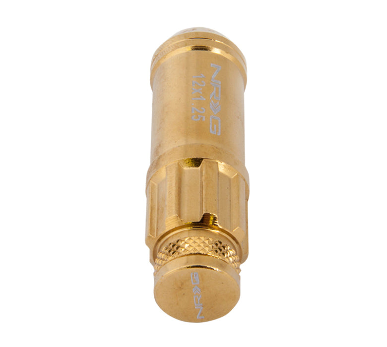 NRG LN-LS710CG-21 700 Series M12 X 1.25 Steel Lug Nut w/Dust Cap Cover Set 21 Pc w/Locks & Socket - Chrome Gold