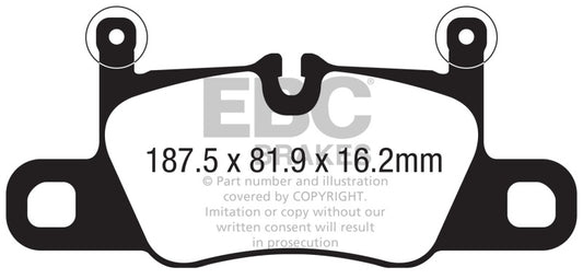 EBC DP52371NDX 2016+ Porsche 911 (991/2 w/Cast Iron Rotors) 3.0TT Carrera Bluestuff Rear Brake Pads