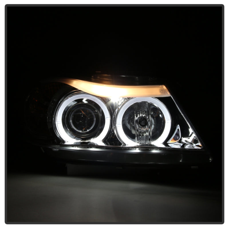 SPYDER 5009029 Spyder BMW E90 3-Series 06-08 (4 dr) Proj LED Halo Amber Reflctr Rplc Bulb Smke PRO-YD-BMWE9005-AM-S